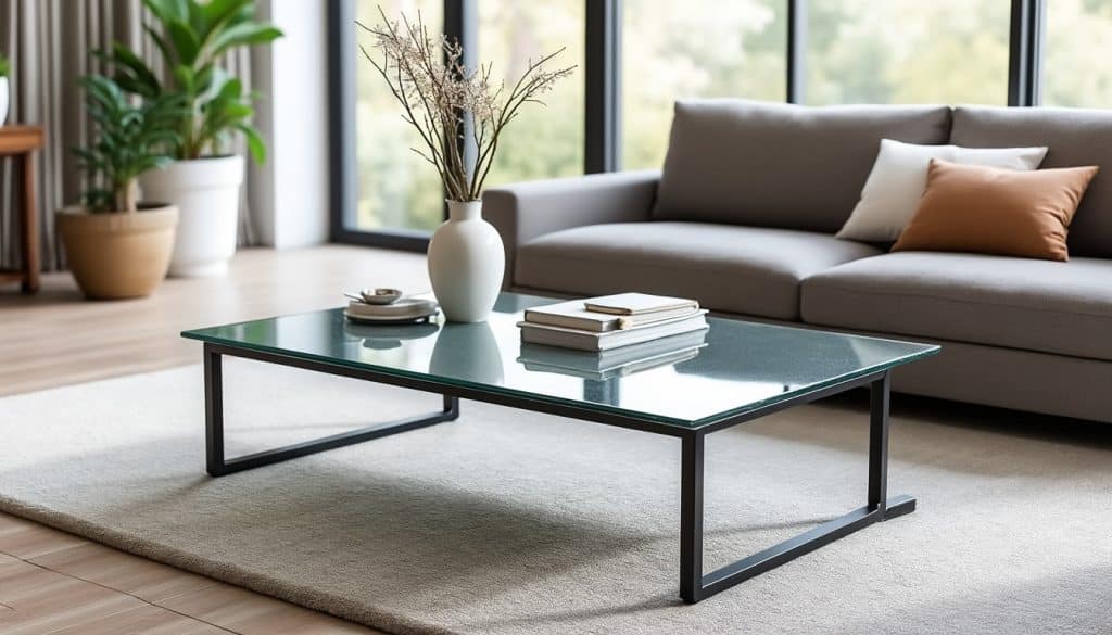 Table basse rectangulaire en verre : durabilité, entretien et budget
