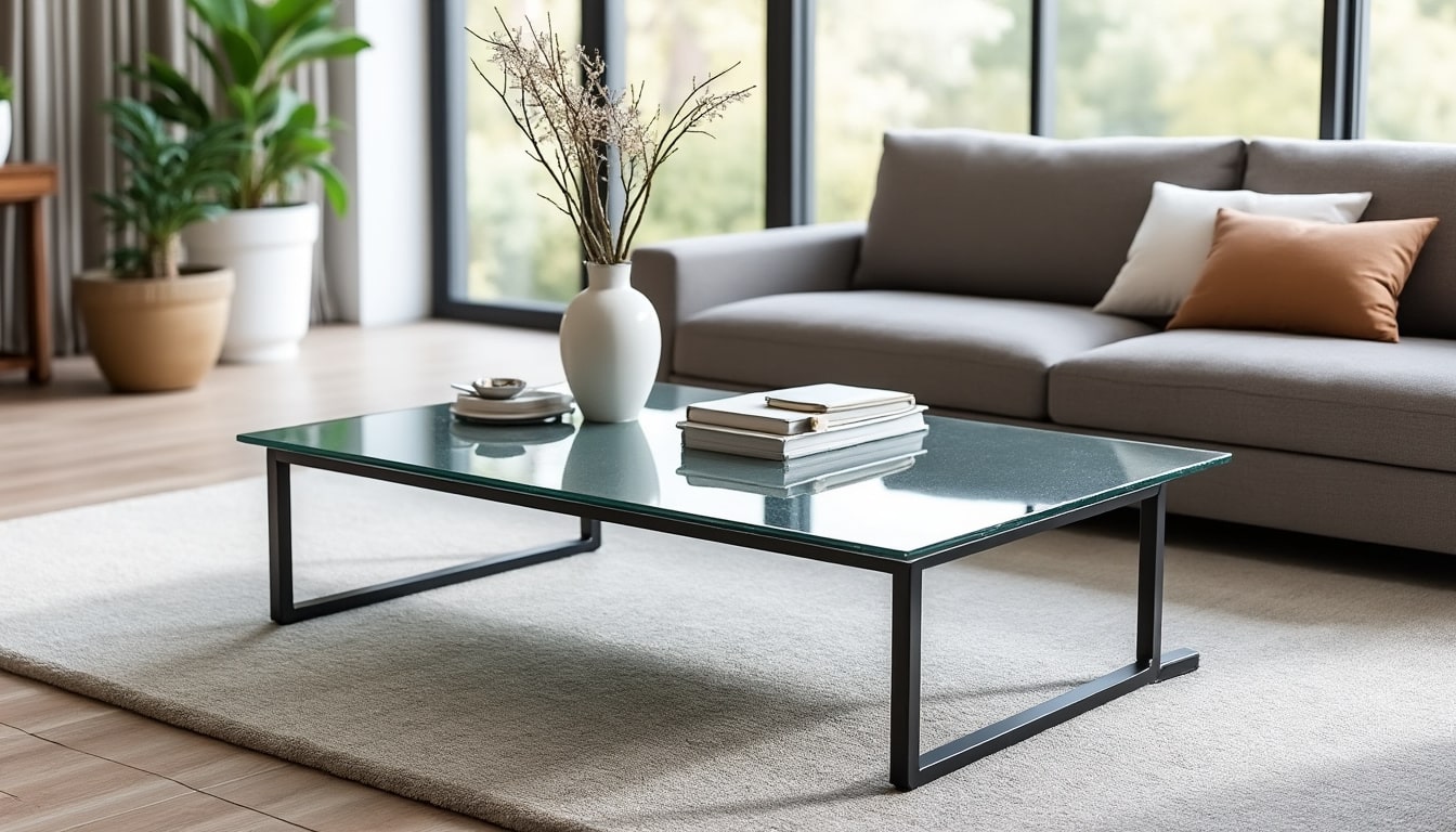 Table basse rectangulaire en verre : durabilité, entretien et budget