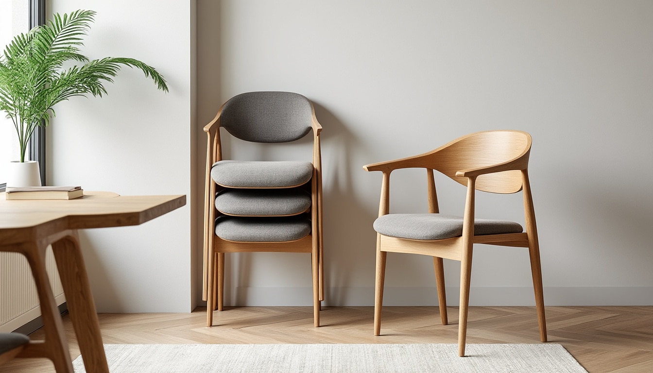 Chaises empilables : le compromis rangement et confort