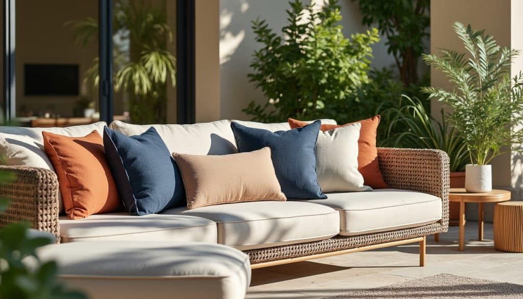 Coussins d&rsquo;extérieur : les tissus qui résistent au soleil