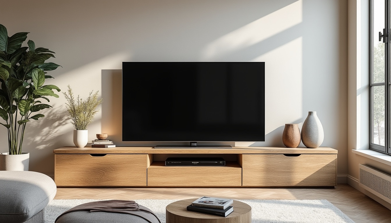 Meuble TV en bois massif : les dimensions selon l&rsquo;écran